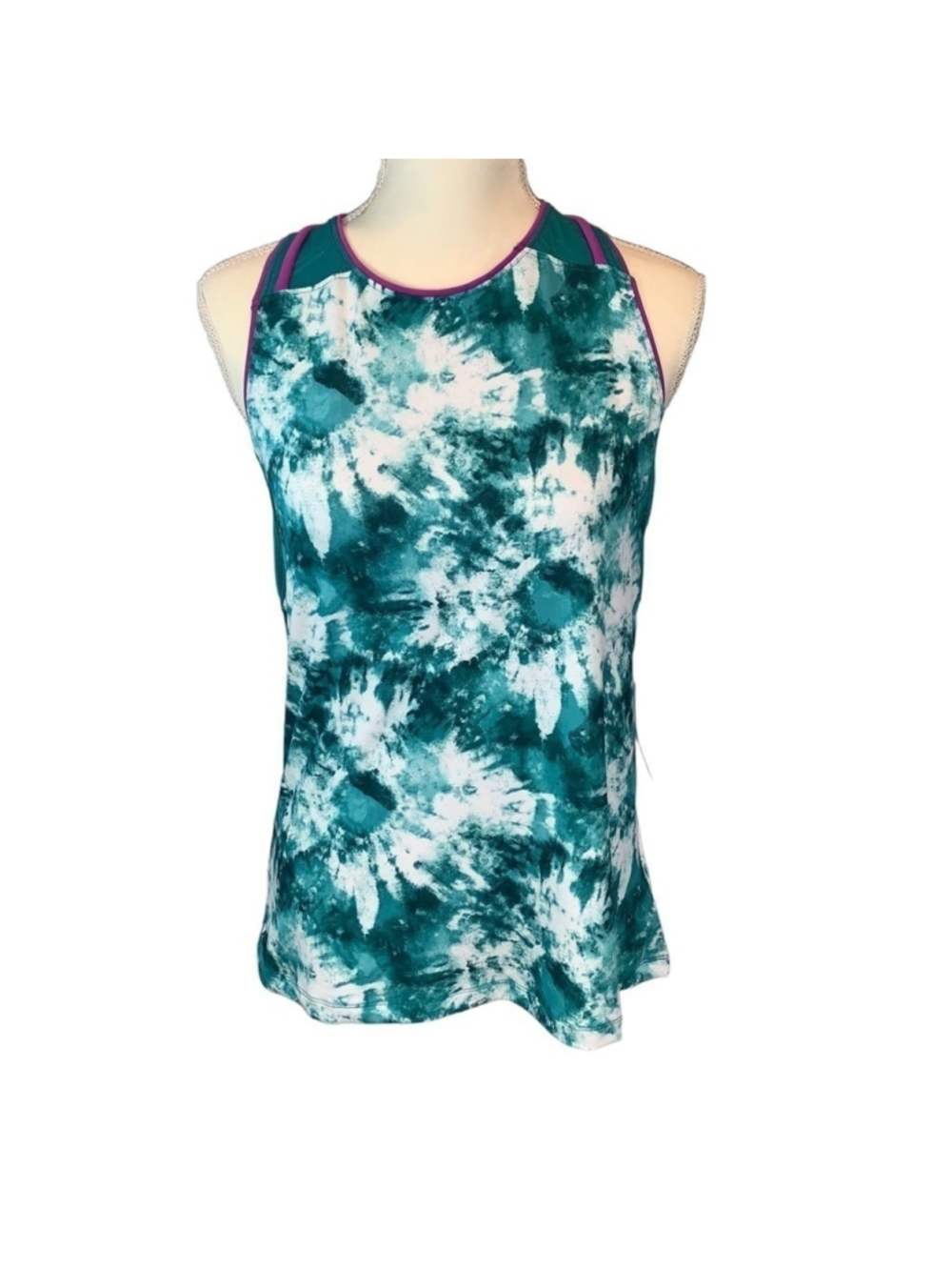 Prince strappy back tank top green purple size l wm32